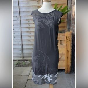 100% Silk Allsaints Floral Olive Dress Size 2